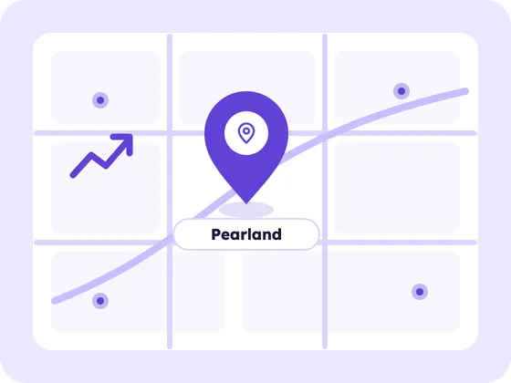 Illustration of a map with a pin for Pearland, TX